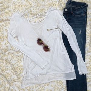 Long sleeve cotton shirt with a front gold zipper